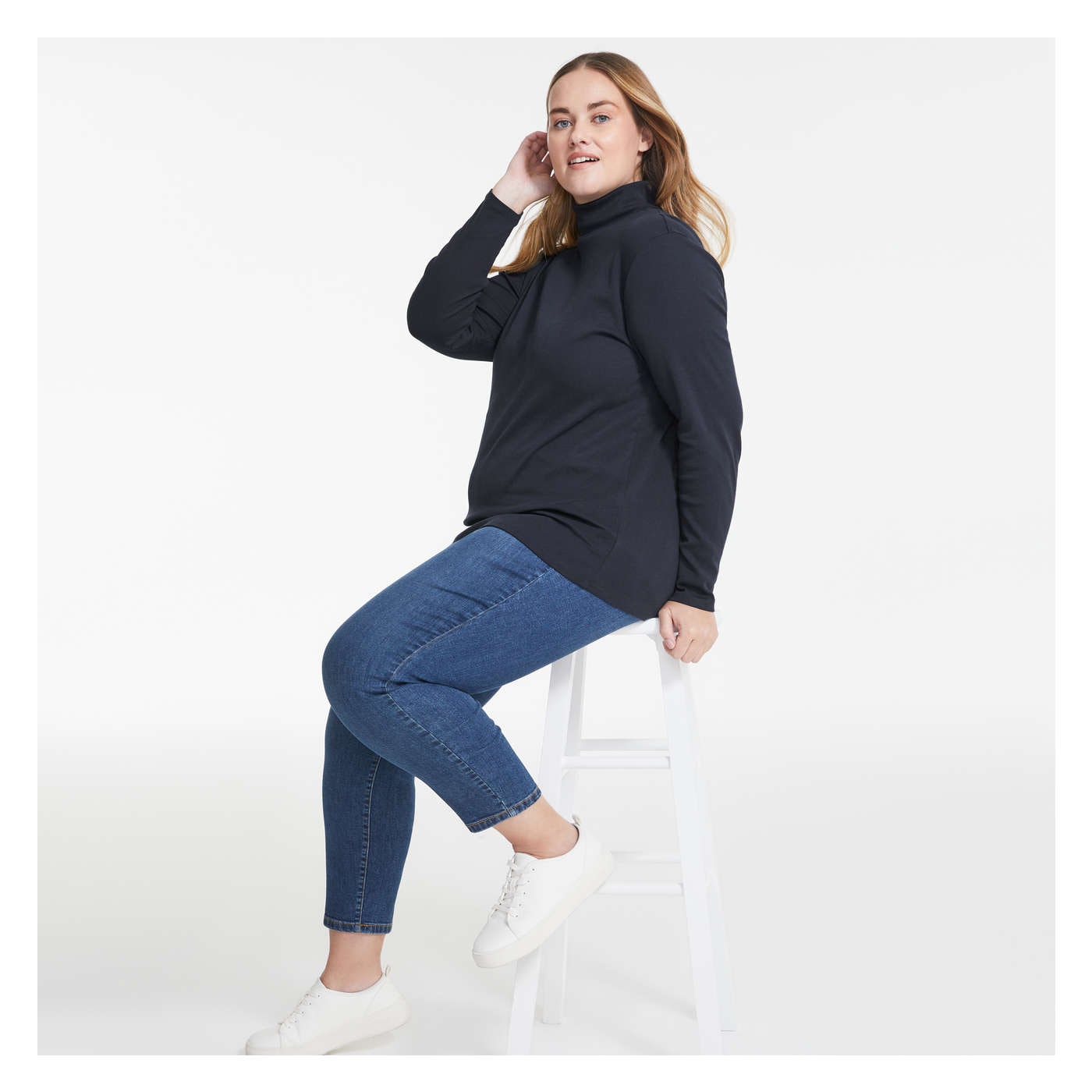 Women+ Organic Cotton Turtleneck in JF Midnight Blue from